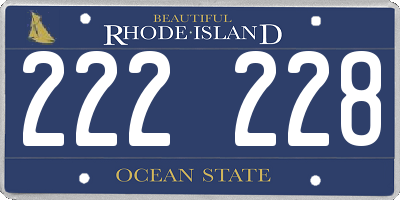 RI license plate 222228