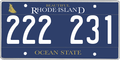 RI license plate 222231