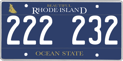 RI license plate 222232
