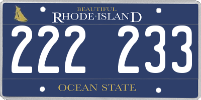 RI license plate 222233