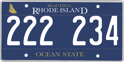 RI license plate 222234