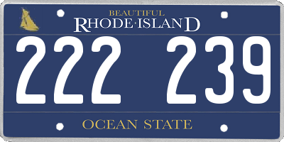 RI license plate 222239