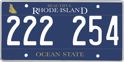 RI license plate 222254
