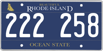 RI license plate 222258