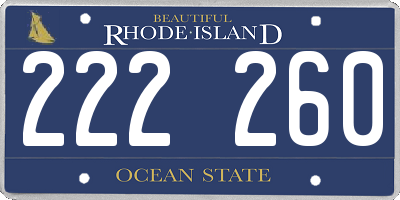 RI license plate 222260