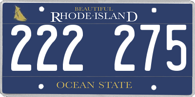RI license plate 222275
