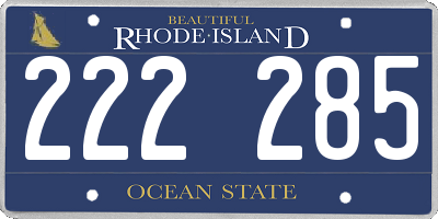 RI license plate 222285