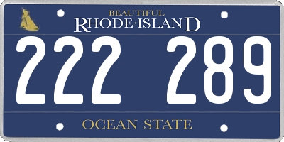 RI license plate 222289