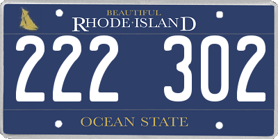 RI license plate 222302