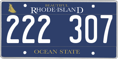 RI license plate 222307