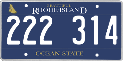 RI license plate 222314