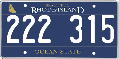 RI license plate 222315