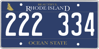 RI license plate 222334
