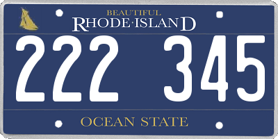 RI license plate 222345