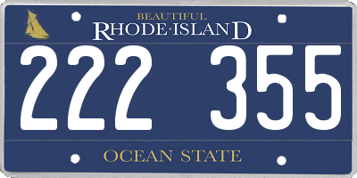 RI license plate 222355
