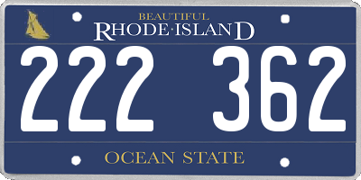 RI license plate 222362