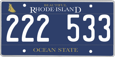 RI license plate 222533