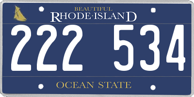 RI license plate 222534