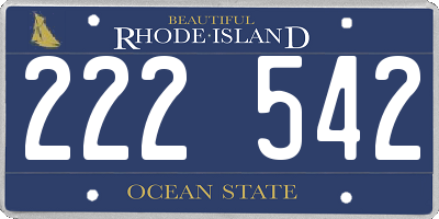 RI license plate 222542