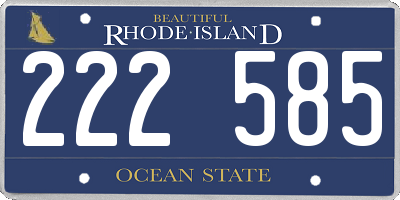 RI license plate 222585