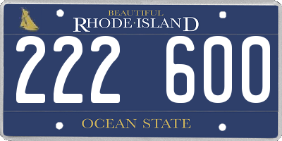 RI license plate 222600