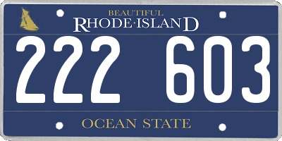 RI license plate 222603