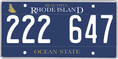 RI license plate 222647