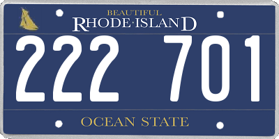RI license plate 222701