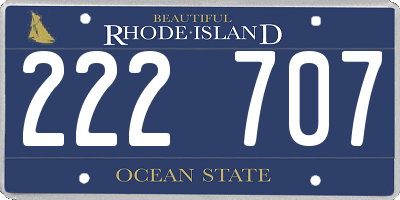 RI license plate 222707