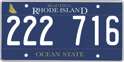 RI license plate 222716