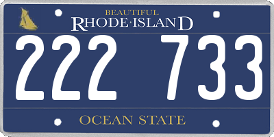 RI license plate 222733