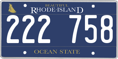 RI license plate 222758
