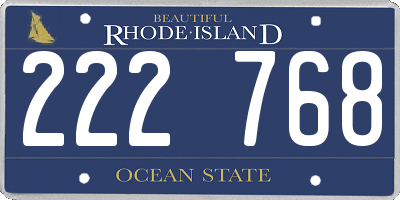 RI license plate 222768