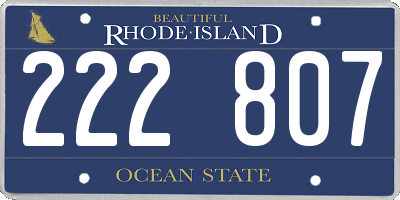 RI license plate 222807