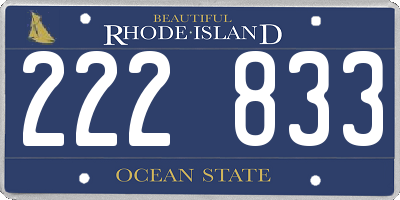 RI license plate 222833