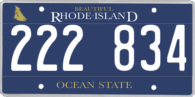 RI license plate 222834