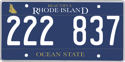 RI license plate 222837