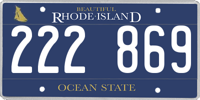 RI license plate 222869