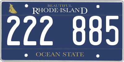 RI license plate 222885