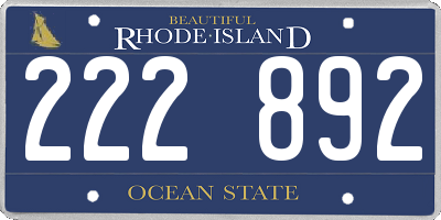 RI license plate 222892