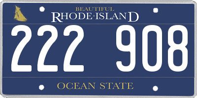 RI license plate 222908