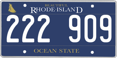 RI license plate 222909