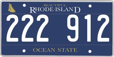 RI license plate 222912