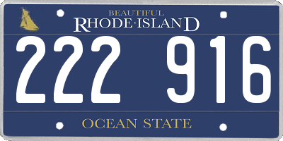 RI license plate 222916