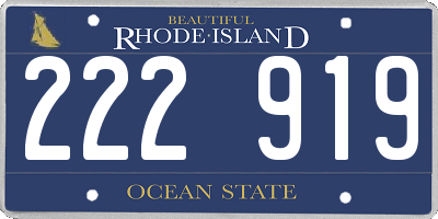 RI license plate 222919