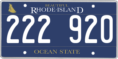 RI license plate 222920