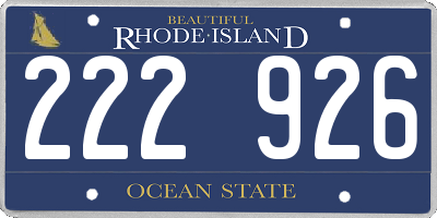 RI license plate 222926
