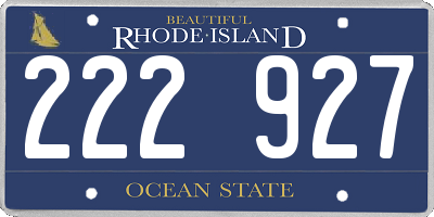 RI license plate 222927