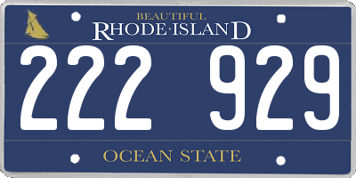 RI license plate 222929