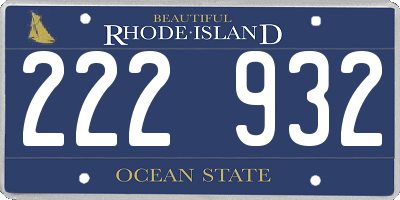 RI license plate 222932